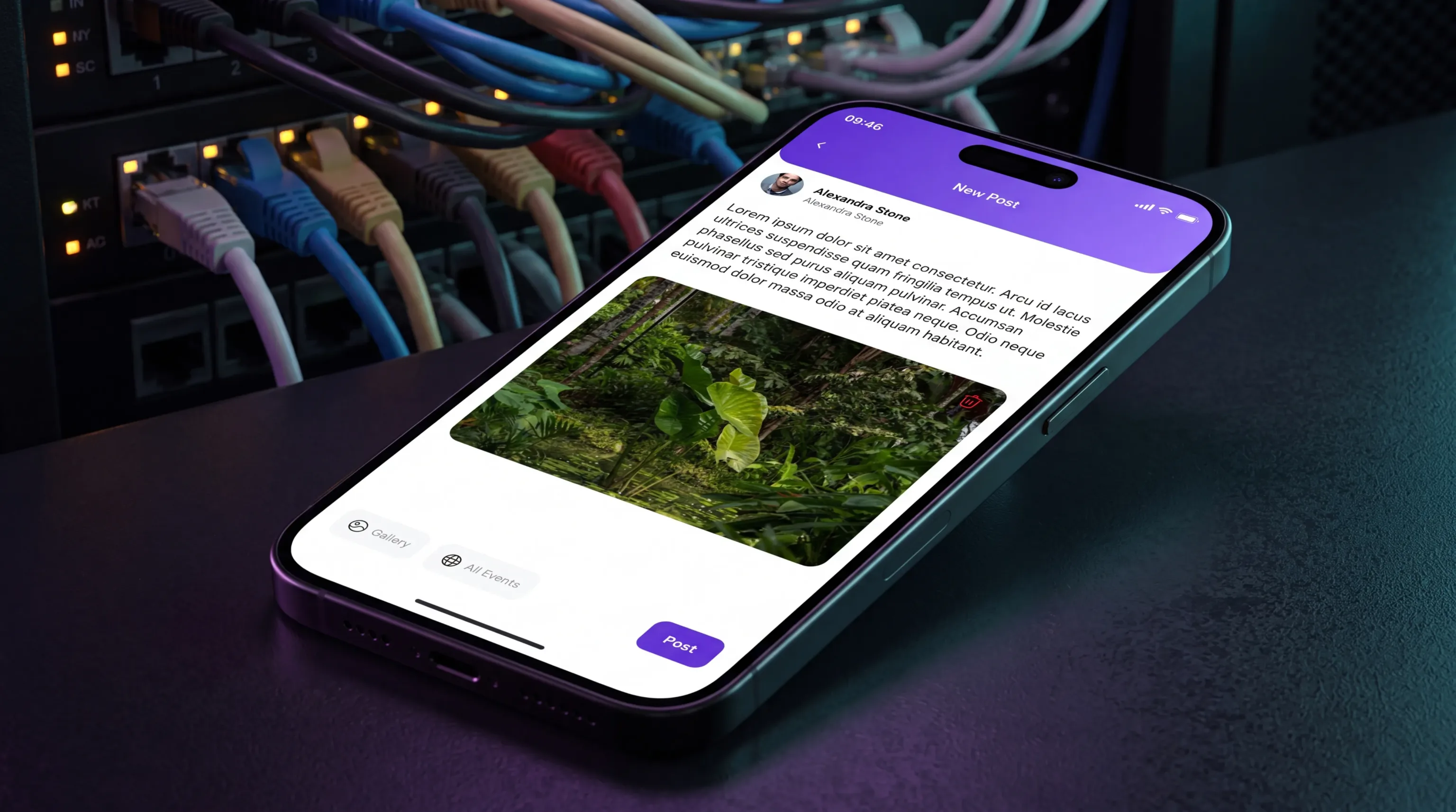 A phone showing the community feed in the Attendo attendee app